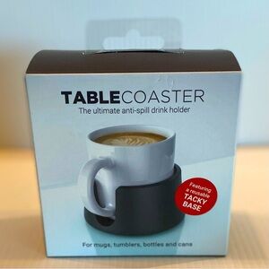 TableCoaster - The Ultimate Anti-Spill Drink Holder, In Black NEW